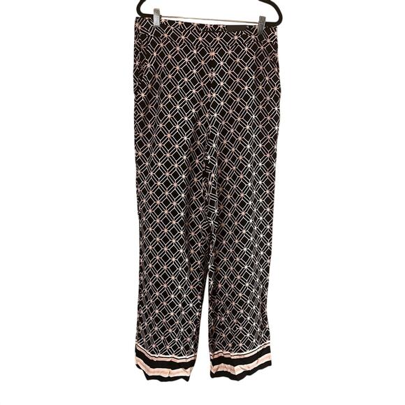 Meg & Margot Black‎ And Pale Pink Pull On Pants Size Medium - Picture 1 of 9